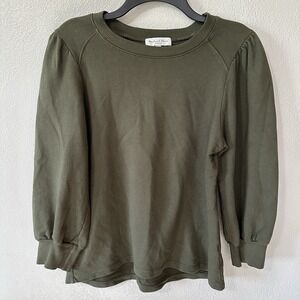 Michael‎ Stars Olive Green Sweatshirt Size XS Crewneck Long Puff Sleeves Sweater